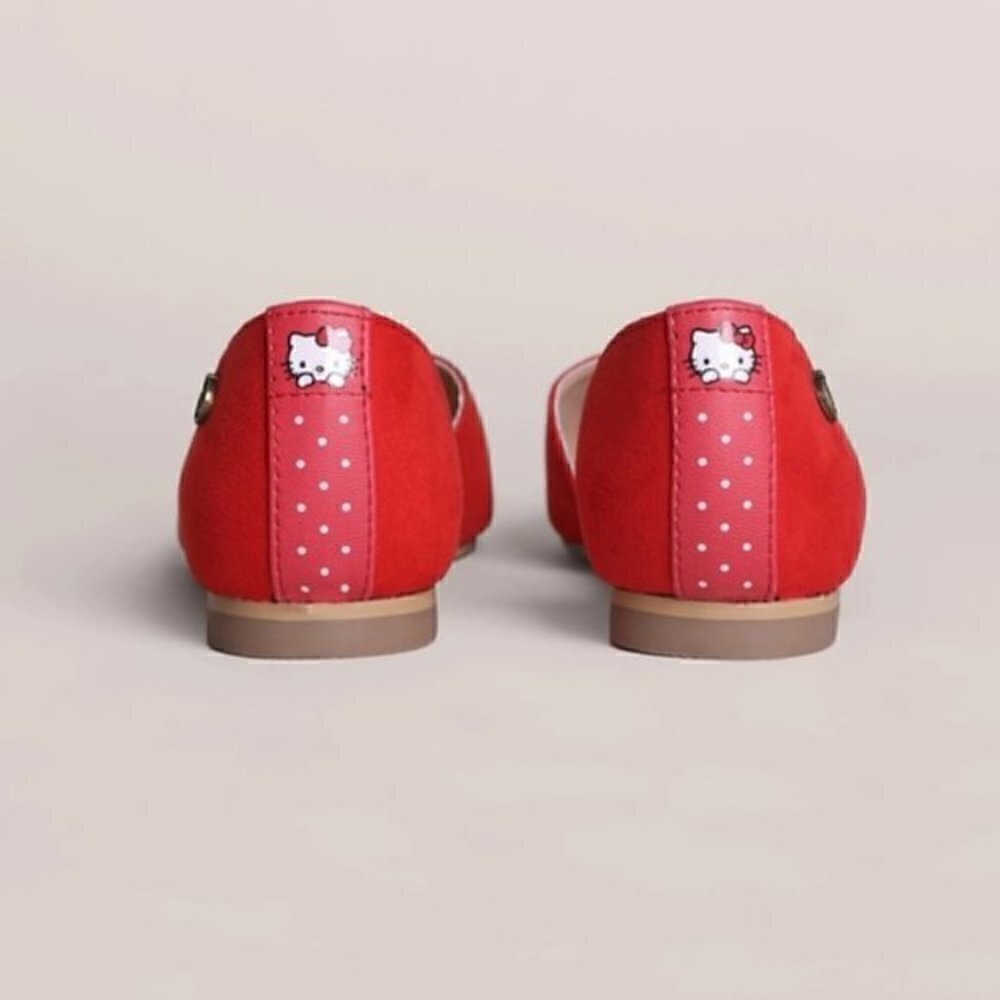 Loly in the Sky x Hello Kitty Red Suede Loafer Flats Size 5 NEW - Picture 4 of 10